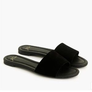 J. Crew Cora Slide Sandals in Suede Black Size 8